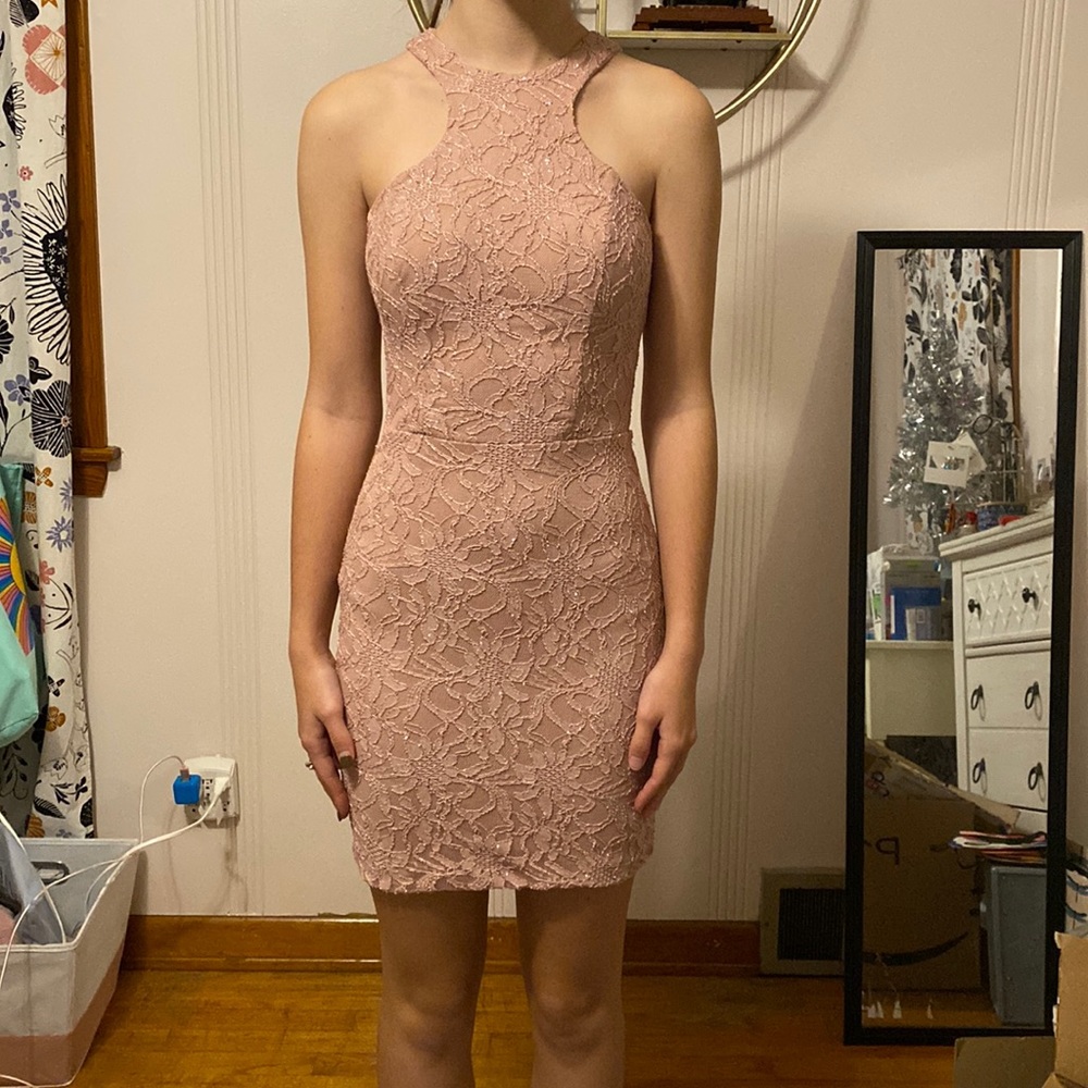 Pink body con formal dress. Good for homecoming or formal dances. Size 1.